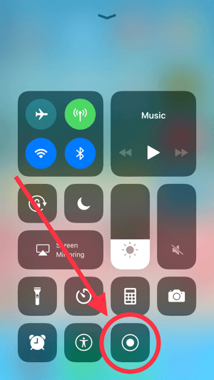 Appuyez sur l'icône d'enregistrement d'écran pour démarrer l'enregistrement sur votre appareil iOS.