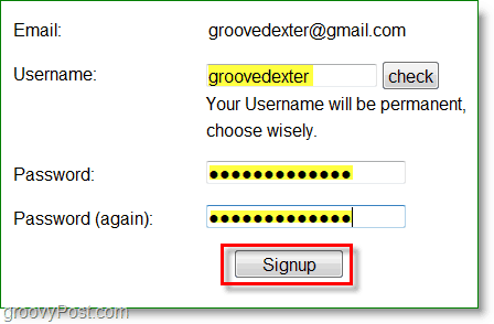 Capture d'écran de Gravatar - entrez un nom d'utilisateur et un mot de passe