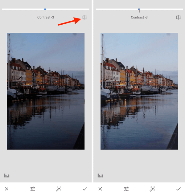 Comment améliorer vos photos Instagram, étape 10, ajuster les paramètres d'exposition après la capture pour basculer entre l'original et l'édition