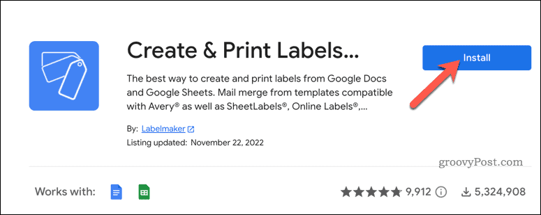 Installer le module complémentaire d'étiquette dans Google Docs