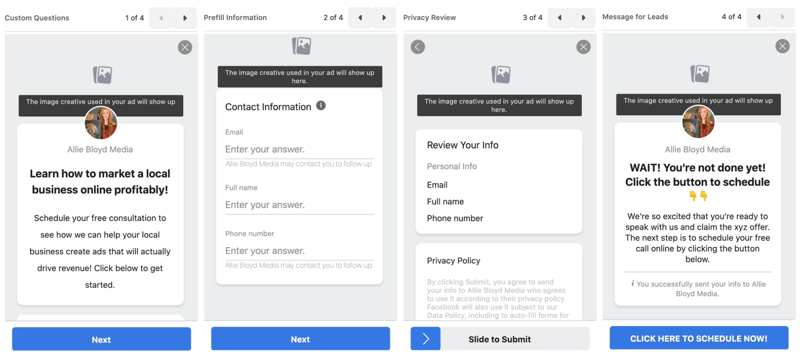 Facebook Lead Ads crée une nouvelle option de formulaire de prospect pour prévisualiser vos paramètres et options de formulaire de prospect avant la publication