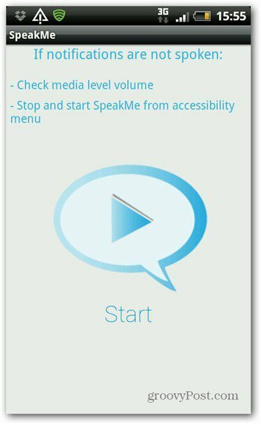 SpeakMe pour Android Start