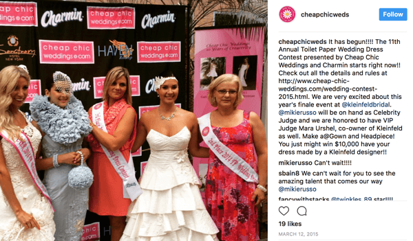 Charmin est l'un des sponsors d'un concours social annuel où les clients confectionnent des robes de mariée avec du papier toilette. Lors du concours 2015, Kleinfeld Bridal a également remporté le prix avec la récompense d'une robe sur mesure pour le gagnant.