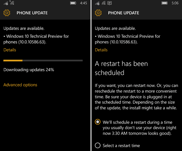 Windows 10 Mobile Build 10586.63 déployant maintenant pour les initiés (mis à jour)