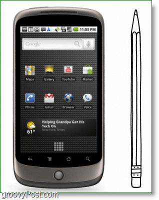 Google Nexus One est aussi grand / épais qu'un crayon