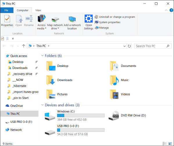 Rendre l'explorateur de fichiers Windows 10 ouvert à ce PC au lieu d'un accès rapide