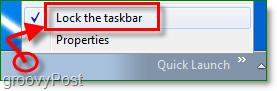 Déverrouillez la barre des tâches dans Windows 7