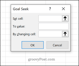 La fenêtre Excel Goal Seek