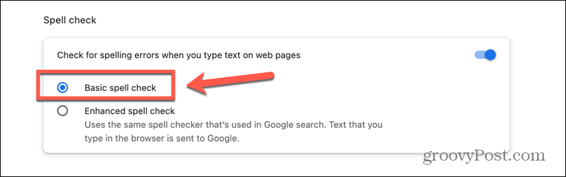 vérification orthographique de base de Chrome