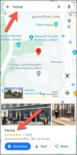 Une adresse Google Maps enregistrée