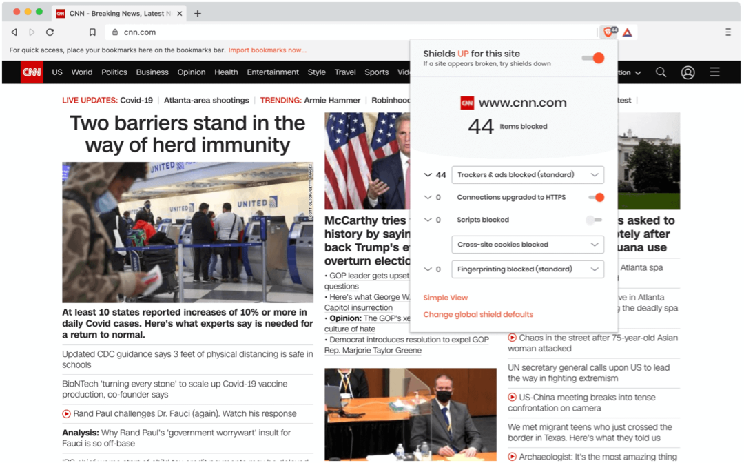Exemple de site Web CNN
