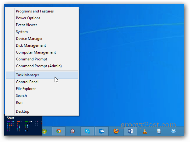 Menu utilisateur avancé de Windows 8