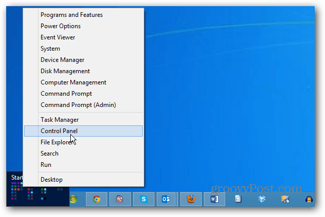 Panneau de configuration du menu utilisateur expérimenté
