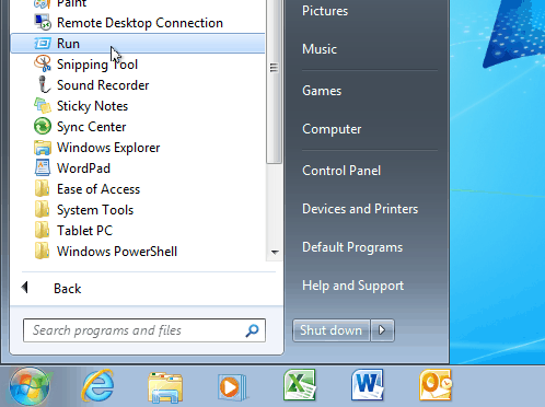 Menu de démarrage de Windows 7