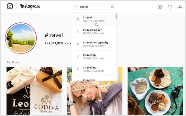 Pour certaines recherches de hashtag Instagram, différents utilisateurs peuvent voir des résultats de contenu différents.
