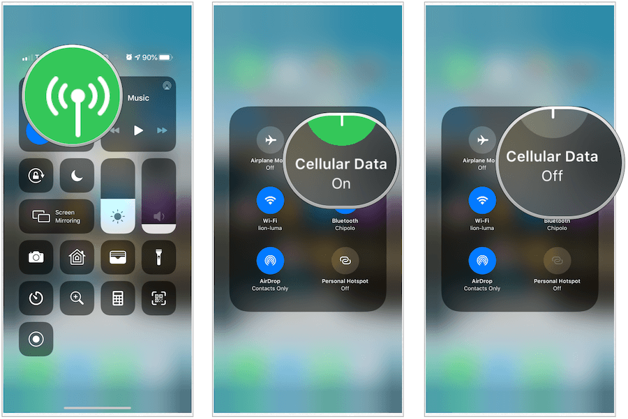 Le Control Center désactive le cellulaire