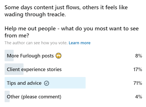 exemple de sondage LinkedIn pour mesurer l'intérêt de contenu d'un public