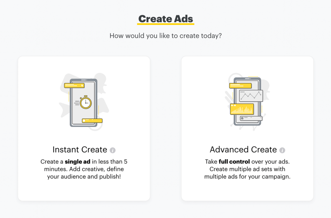 configurer des publicités Snapchat via Instant Create ou Advanced Create