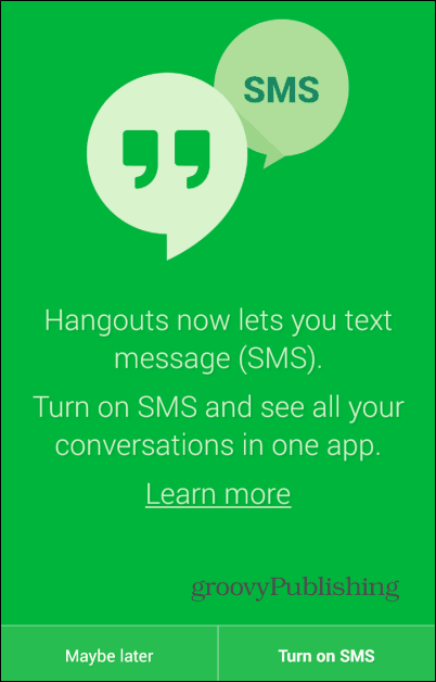 Les SMS Hangouts s'activent