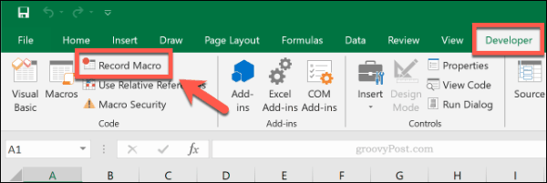 Le bouton Enregistrer la macro dans Microsoft Excel