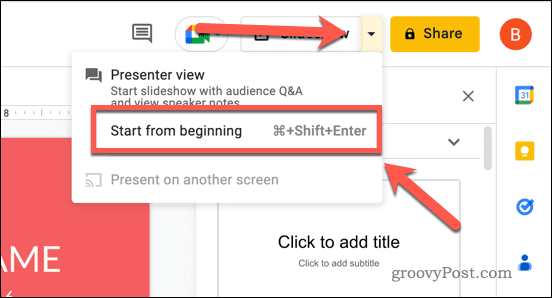 Démarrer une présentation dans Google Slides