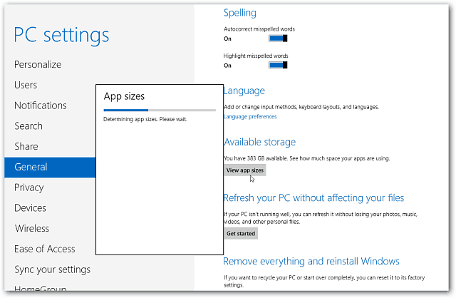 Quelle est la taille de mes applications Windows 8 installées?