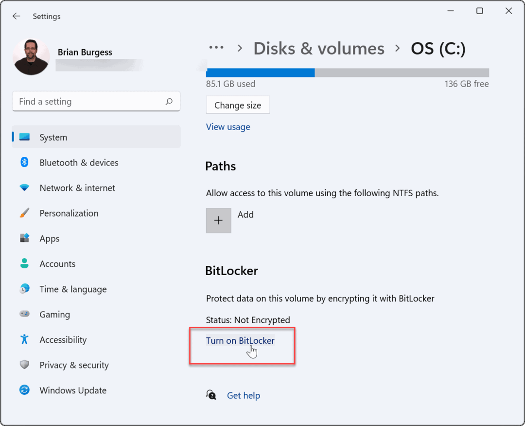 Activer bitlocker utiliser le chiffrement bitlocker dans Windows 11