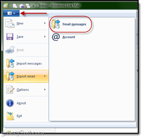 Windows Live Mail: exporter des messages électroniques