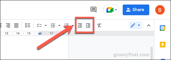Options pour mettre en retrait du texte dans Google Docs