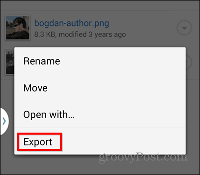 Exportation de Dropbox vers l'exportation SD