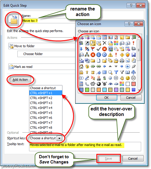 plus d'actions rapides dans Outlook 2010
