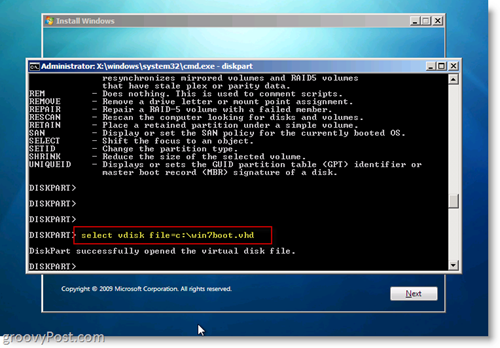 Windows 7 Native VHD Install Dual Boot Select VHD from CMD Prompt