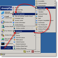 Lancer le défragmenteur de disque à partir de Windows XP