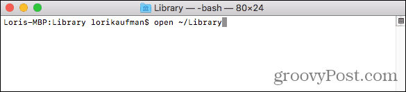 Ouvrez le dossier Bibliothèque dans le Finder à partir du terminal sur Mac