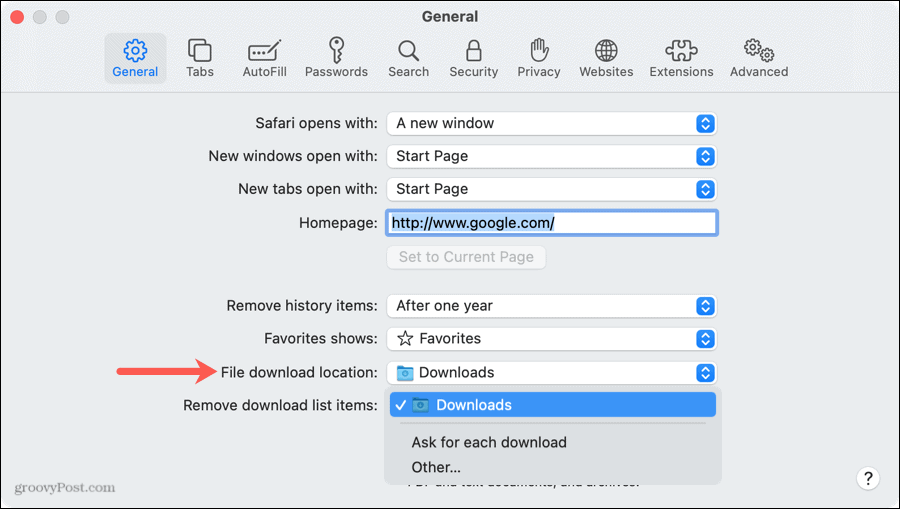 Emplacement de téléchargement de fichier dans Safari sur Mac