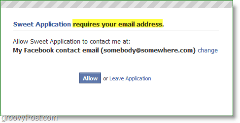 Capture d'écran de spam par e-mail Facebook - nécessite votre adresse e-mail