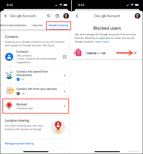 Débloquer un utilisateur dans Google Drive sur mobile