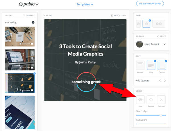 Utilisez Pablo pour créer des images pour les médias sociaux, étape 6.