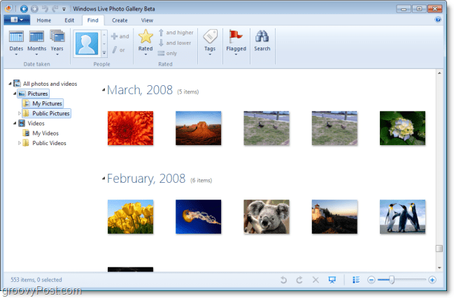 Windows galerie de photos en direct