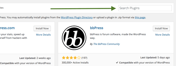 recherche de plugin wordpress