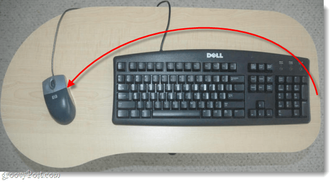 positionnez la souris à gauche du clavier