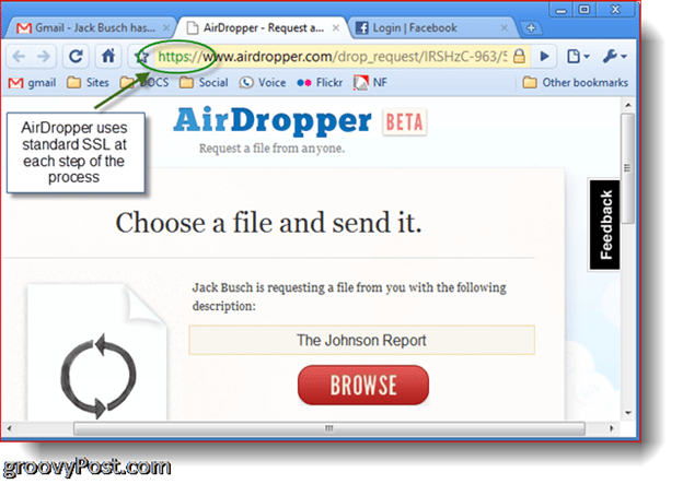 AirDropper Dropbox - Choisissez le fichier à envoyer