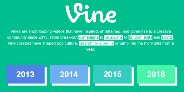 Twitter a discrètement déployé une archive Vine de 2013 à 2016 sur le site Vine.