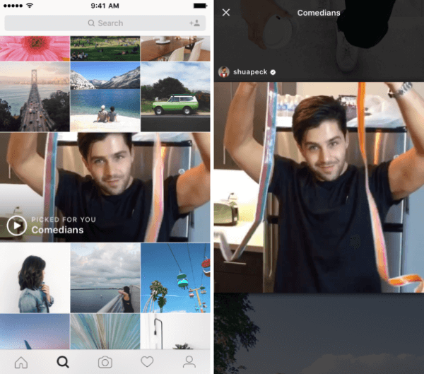 instagram explorer les canaux d'intérêt