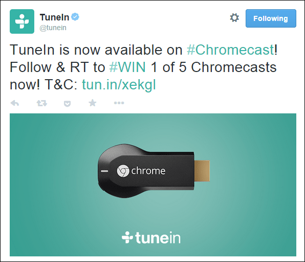 TuneIn Twitter Chromecast Promo