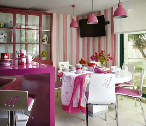 Recommandations de décoration de cuisine rose moderne
