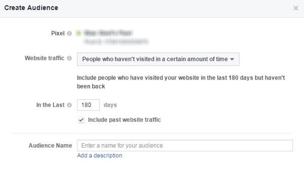 Utilisez une audience personnalisée Facebook pour créer une campagne de reconquête pour les clients / visiteurs dormants.