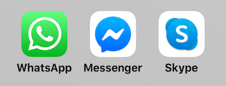 icônes pour WhatsApp, Facebook Messenger et Skype