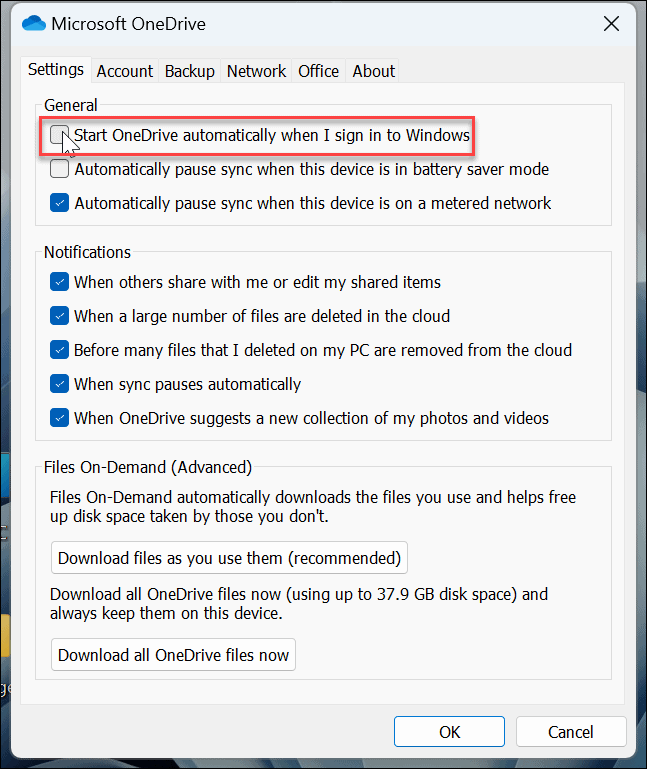 Désactiver OneDrive sur Windows 11