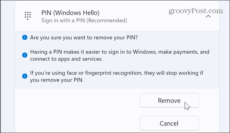 Code PIN pour se connecter à Windows 11